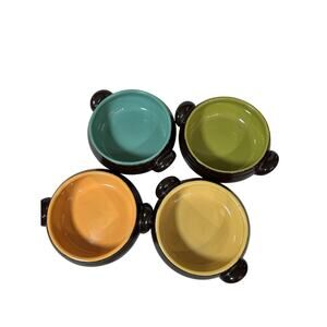 VTG Bobby Flay Plancha Soup Chili Stew‎ Stoneware Set Of 4 Bowls w/Handle 5" D